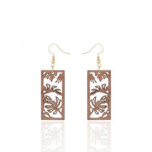 Hawaiian Style Wood Earrings NEW